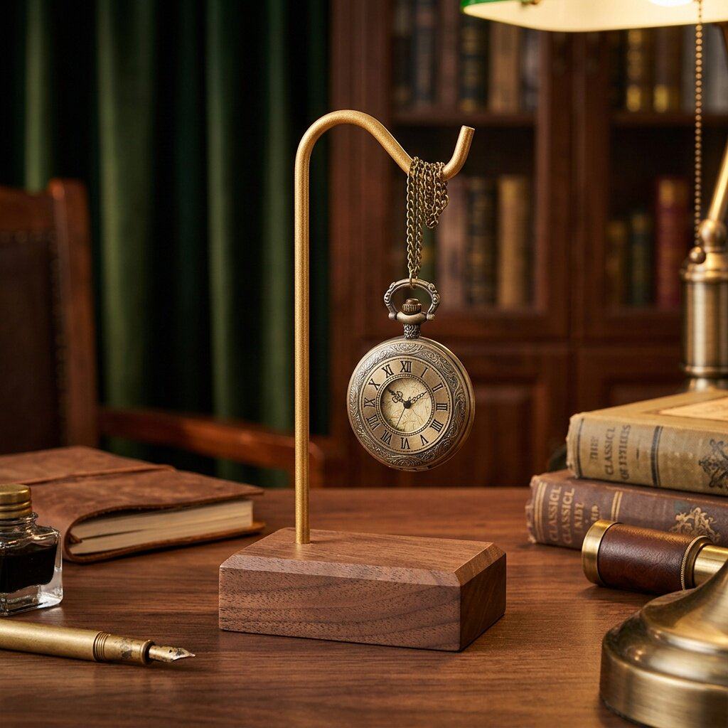 Desk Setup Wood - Pocket Watch Hanging Display Rack Wood