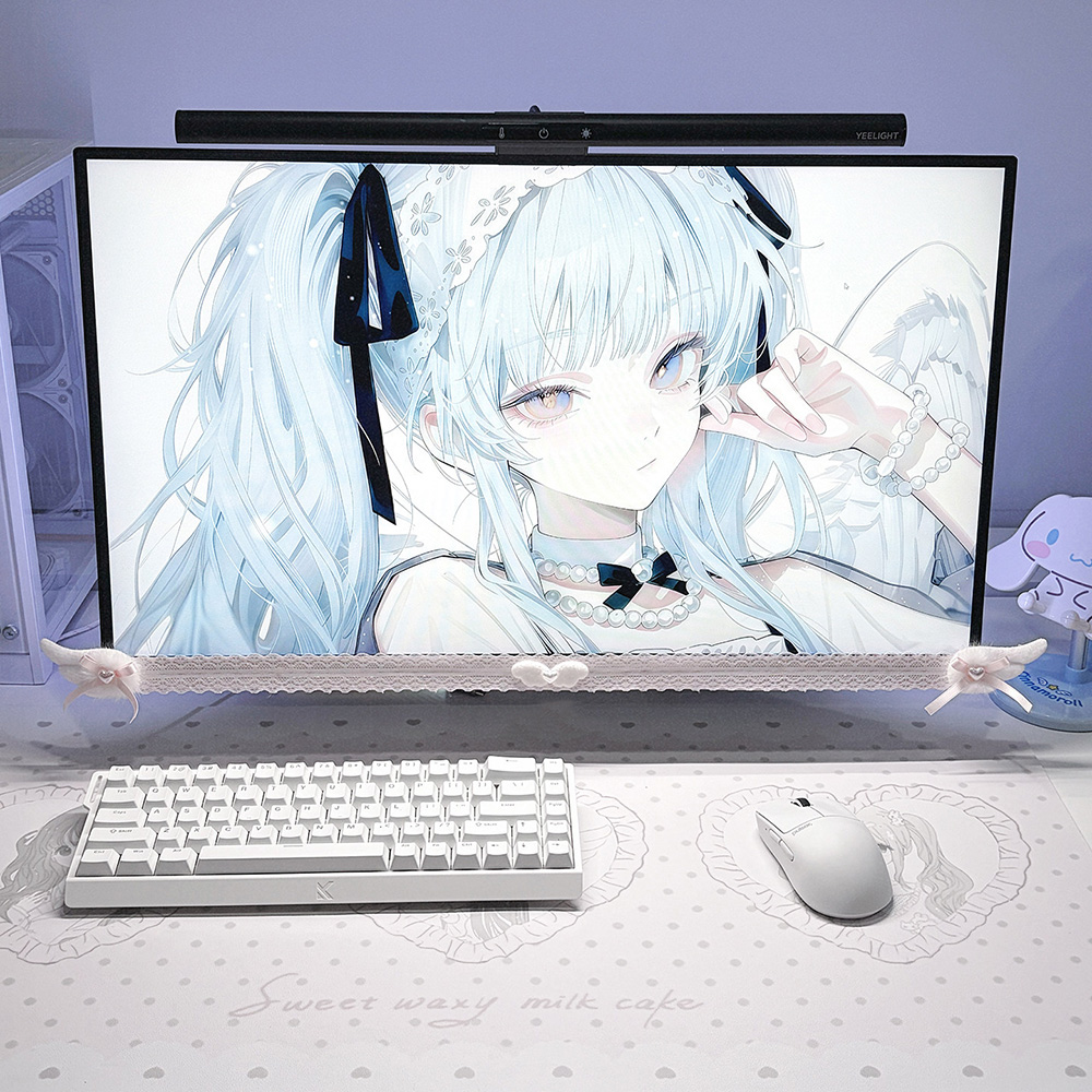 New Screen Decor White Lace Mo - Desk Setup In Office recension och pris