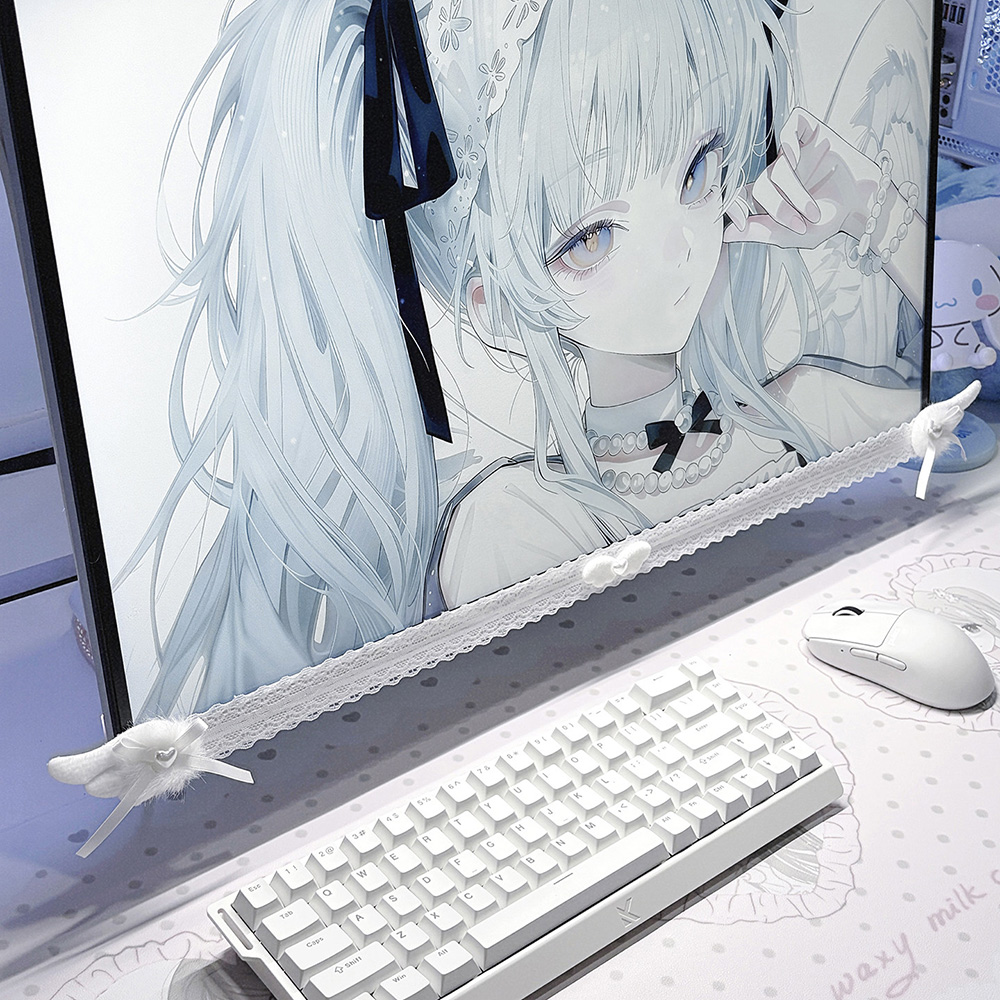 New Screen Decor White Lace Mo - Desk Setup In Office recension och pris