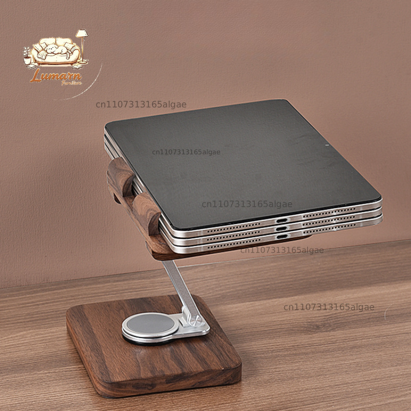 Black Walnut iPad Stand with 3 - Desk Setup Tablet recension och pris