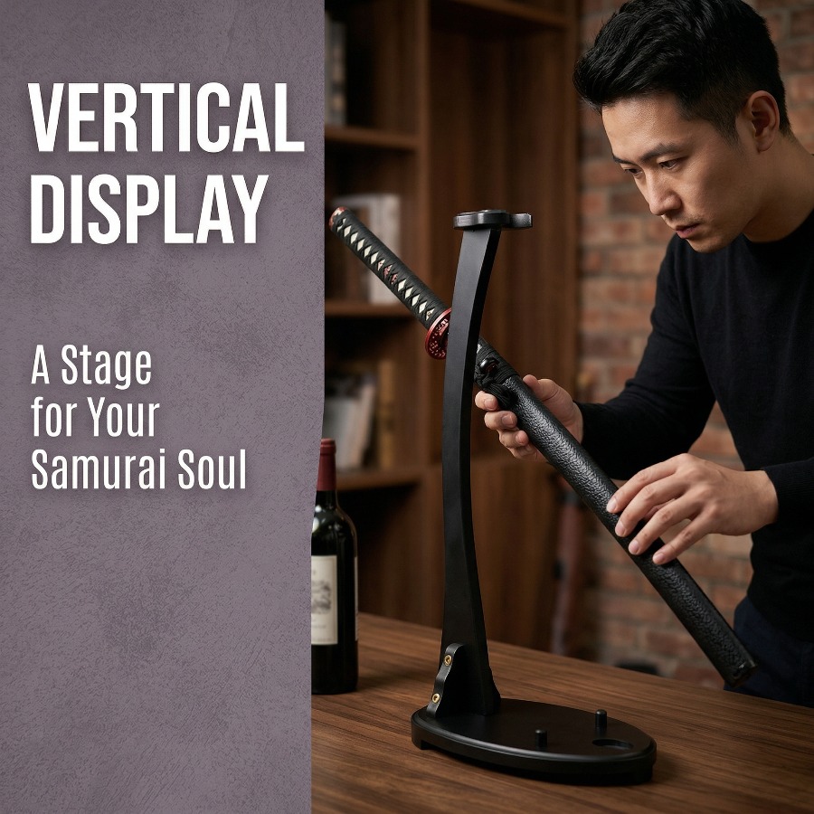 Vertical Katana Stand Sword Sh - Desk Setup Wood recension och pris