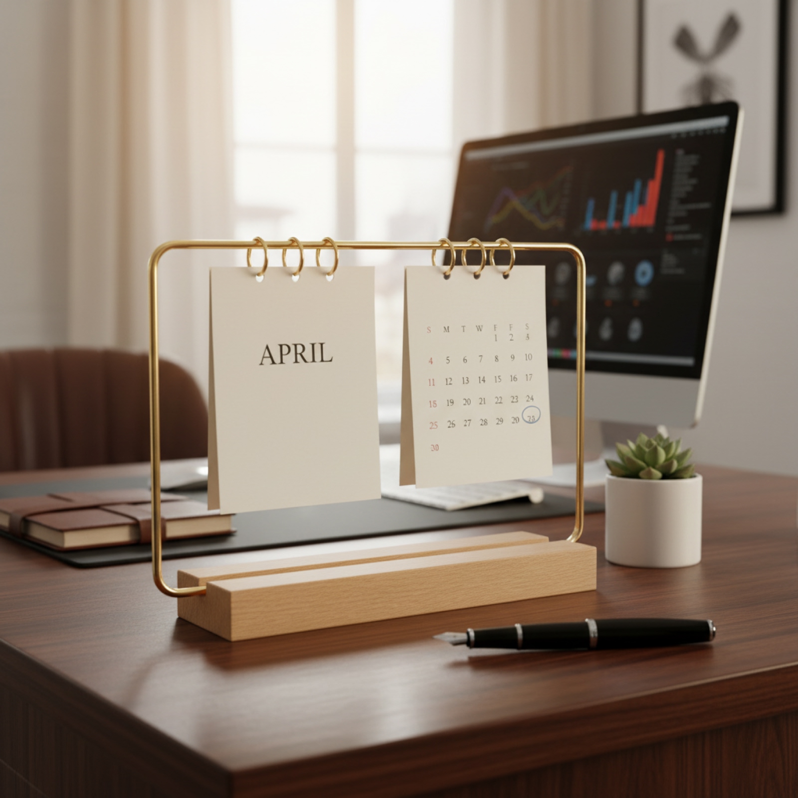 Wooden Base Calendar Stand Sta - Desk Setup Wood recension och pris